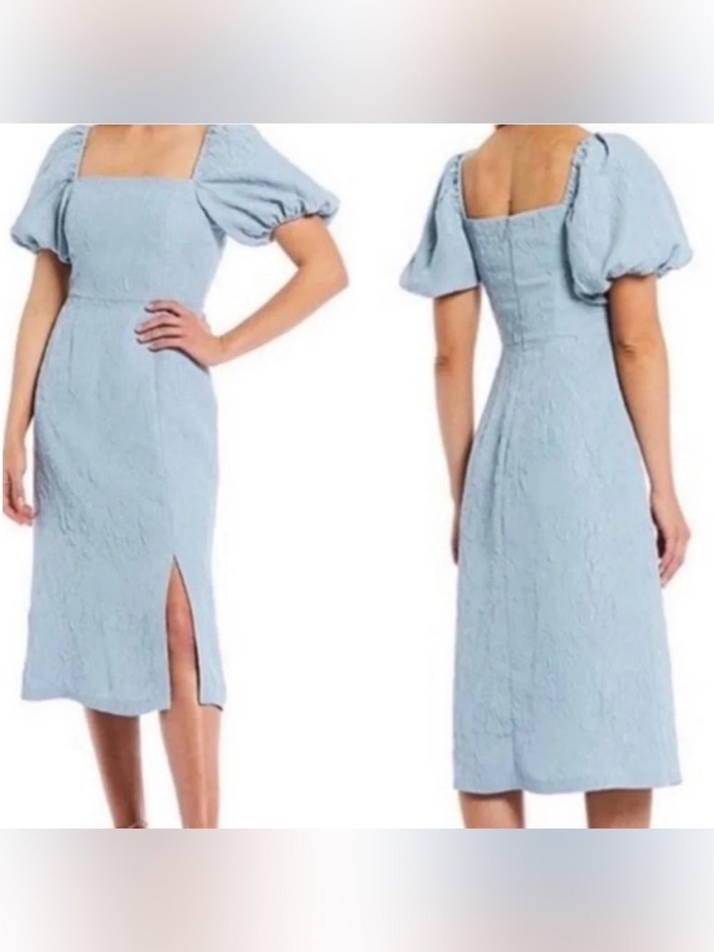 Sachin & Babi Square Neck Puff Sleeve Midi Dress in Light Blue